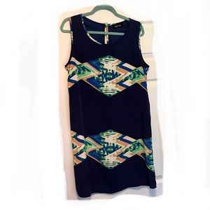 Fabrik Navy Aztec Print Shift Dress
